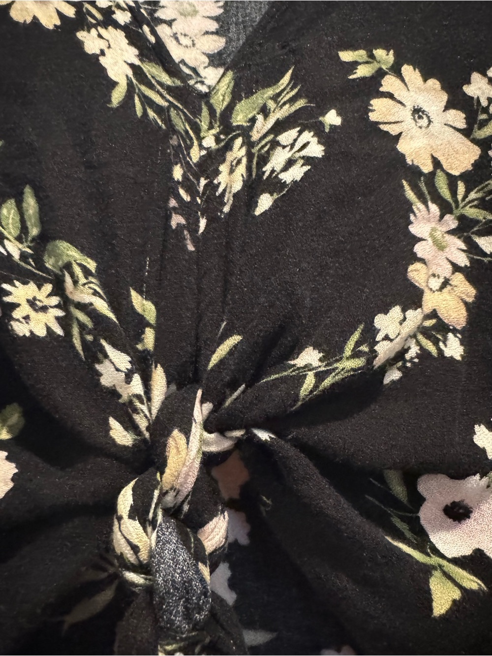 Lovestitch Size Small Black Floral Tie Front Kimono Sleeve Top - Picture 4 of 7